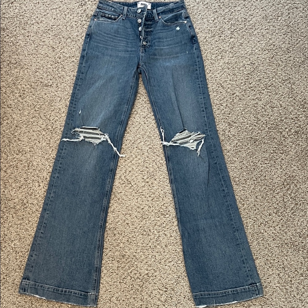 PAIGE Flare Wide Leg Jeans in Classic Blue